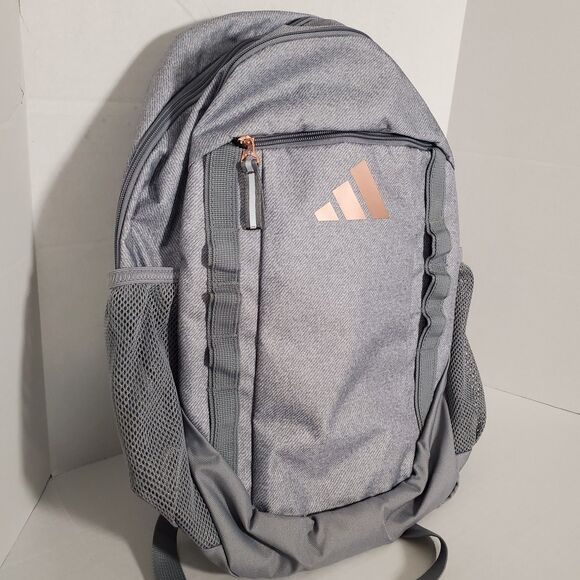 Adidas Backpack Gray with Rose Gold Logo School Laptop‎ Bag NWT - Picture 11 of 11